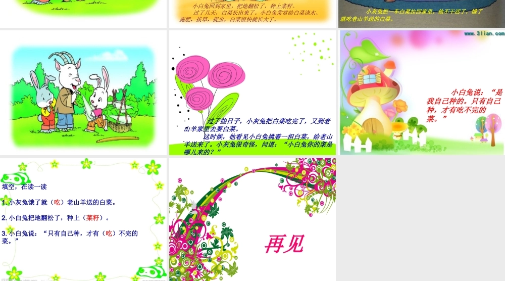 小学一年级下册《小白兔和小灰兔》