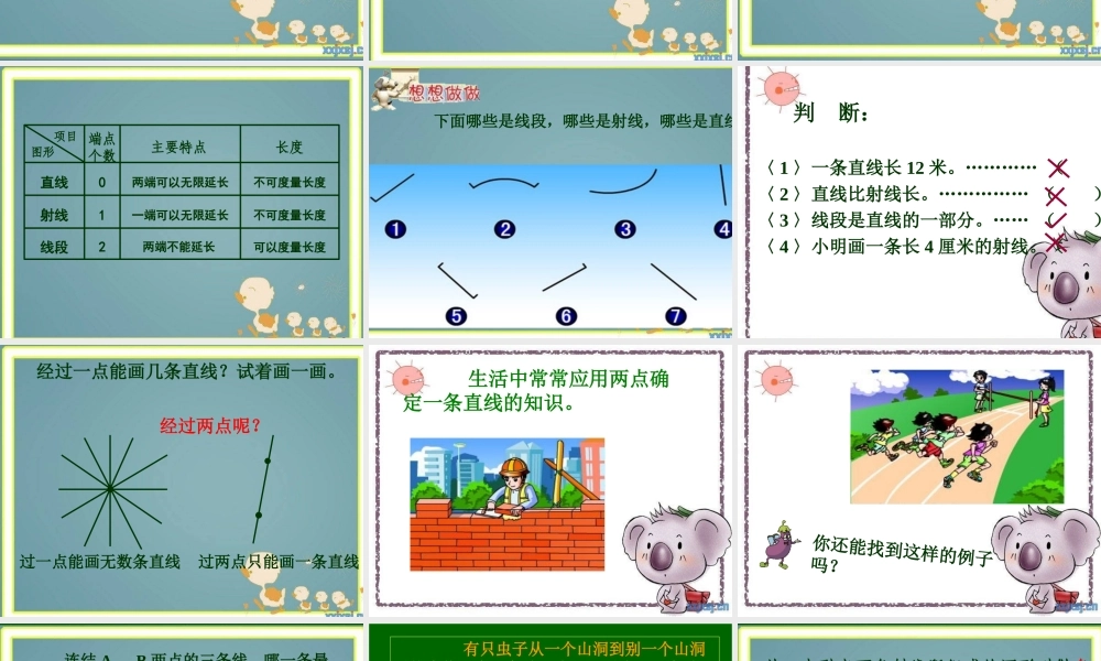 (苏教版)四年级数学上册课件_直线、射线和角