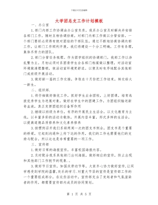大学团总支工作计划模板