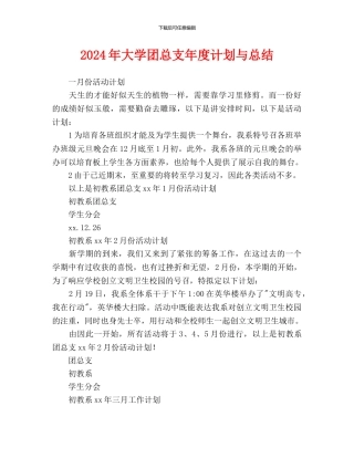 大学团总支年度计划与总结