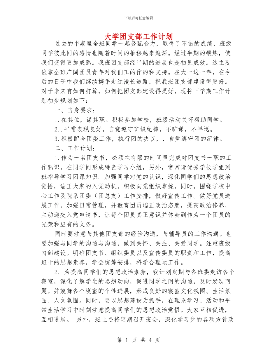 大学团支部工作计划_第1页
