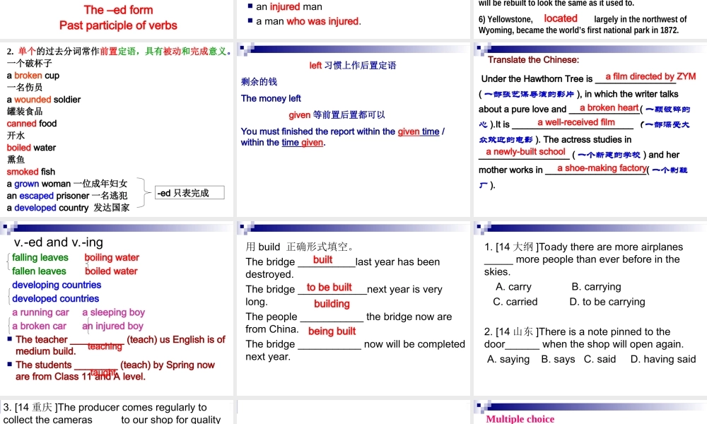 三单元Grammar(过去分词作定语)