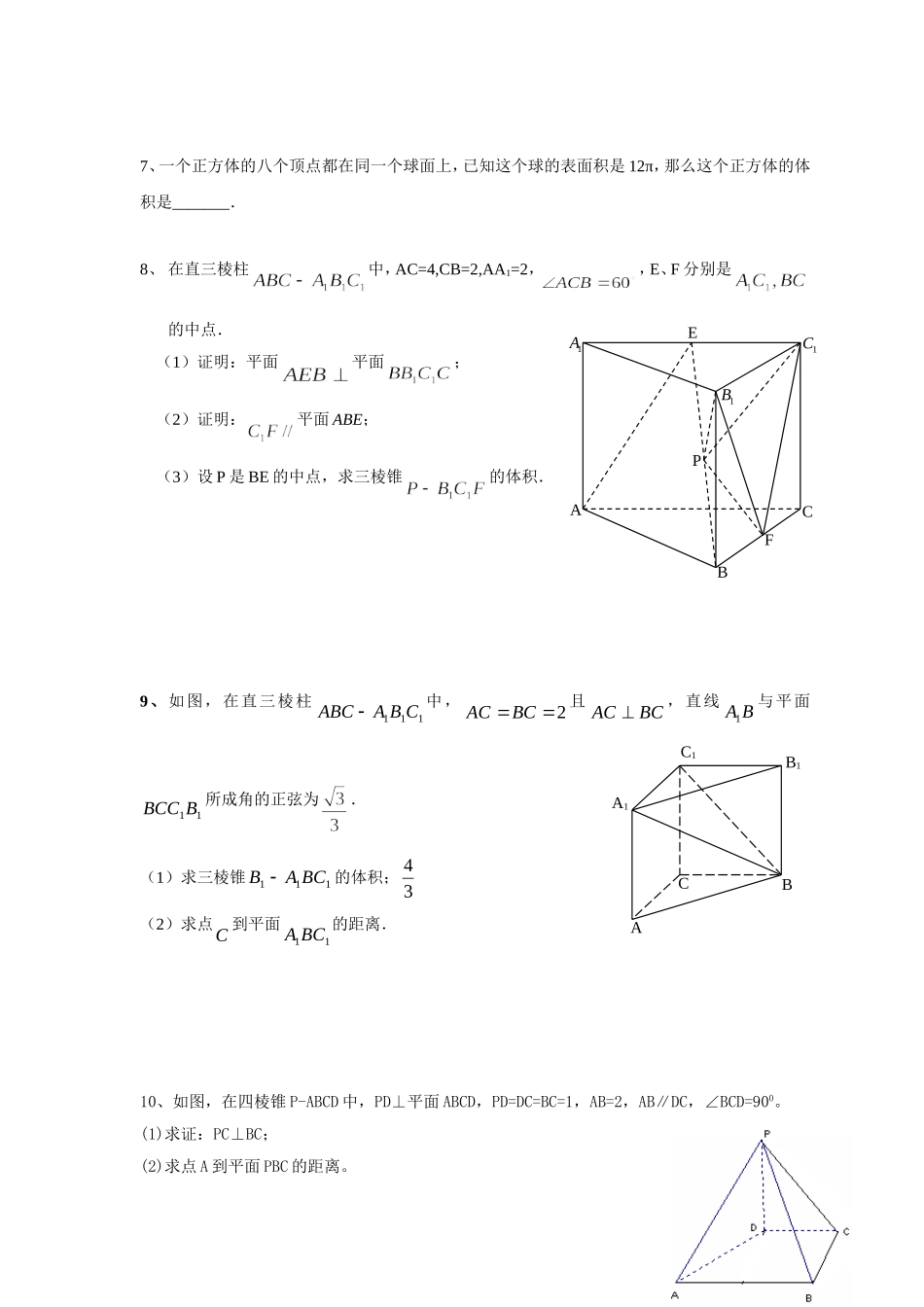 立体几何专项训练（体积、距离）_第2页
