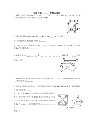 立体几何专项训练（体积、距离）