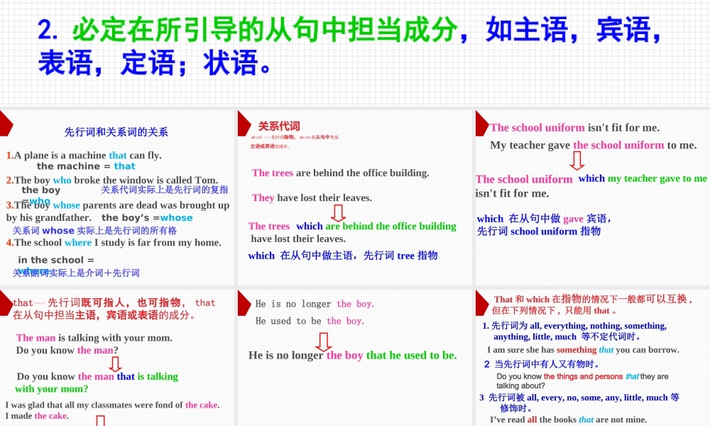 高一定语从句之关系代词