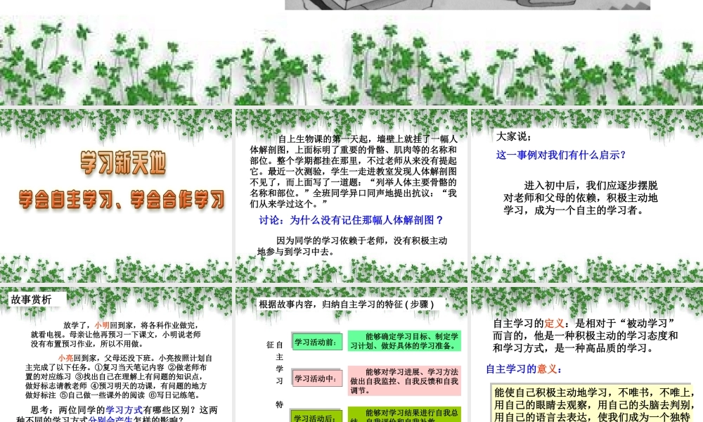 学会自主学习、合作学习