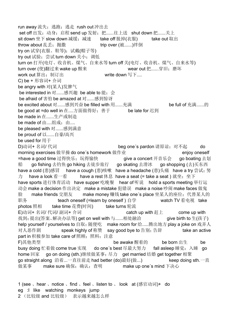 初中英语超详细固定词组及句型搭配_第2页