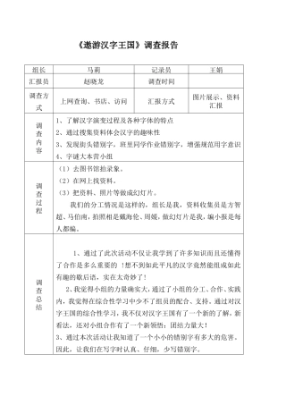 《遨游汉字王国》调查报告