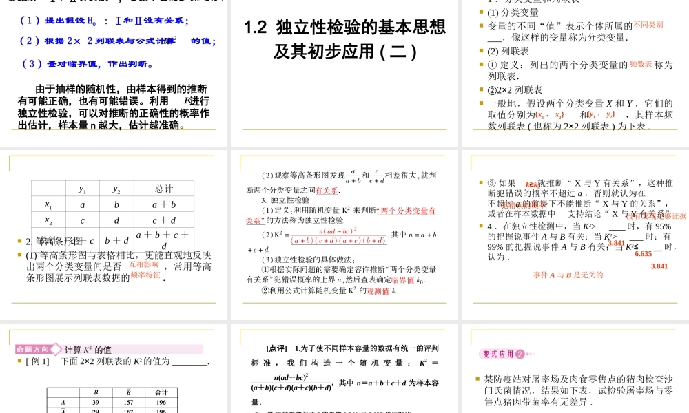 独立性检验的基本思想及其初步应用