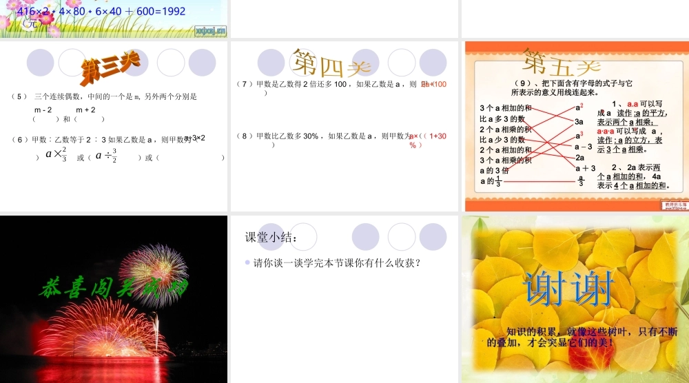 六年级数学总复习《方程》第一课时