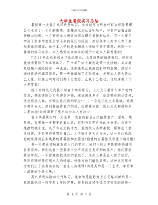 大学生暑假实习总结
