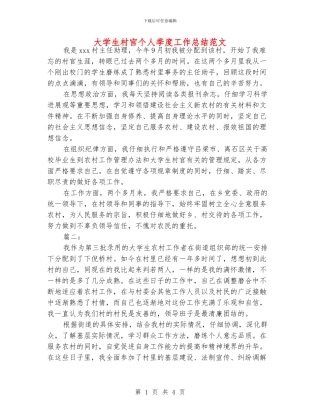 大学生村官个人季度工作总结范文