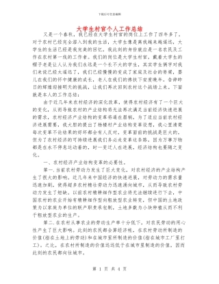 大学生村官个人工作总结