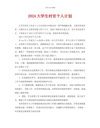 大学生村官个人计划