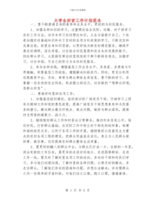 大学生村官工作计划范本