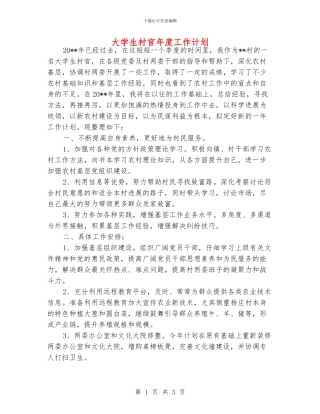 大学生村官年度工作计划