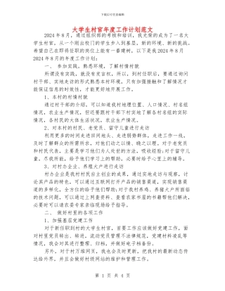 大学生村官年度工作计划范文