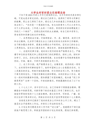 大学生村官村委主任助理总结