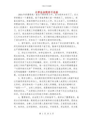 大学生法院实习总结