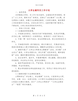 大学生辅导员工作计划