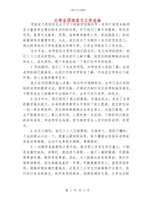 大学生顶岗实习工作总结