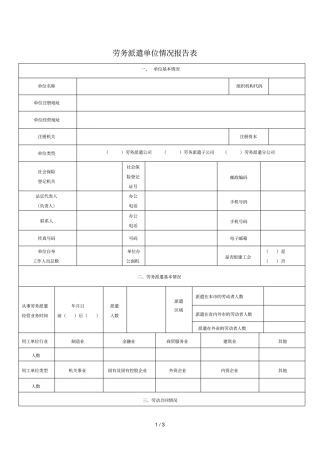 劳务派遣单位情况报告表
