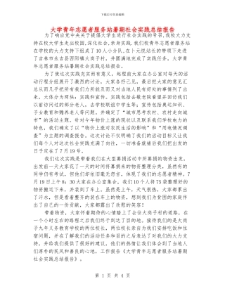 大学青年志愿者服务站暑期社会实践总结报告