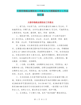 大春作物病虫害防治工作要点与大桥跟踪审计工作总结汇编