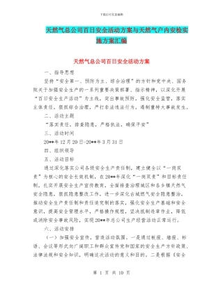 天然气总公司百日安全活动方案与天然气户内安检实施方案汇编