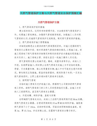 天然气管道保护方案与天然气管道安全保护预案汇编