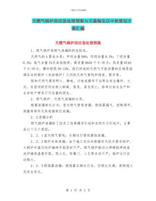 天燃气锅炉房应急处理预案与天猫淘宝店中秋策划方案汇编