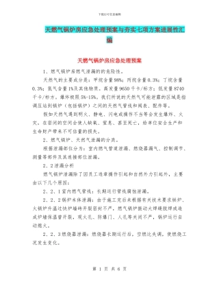 天燃气锅炉房应急处理预案与夯实七项方案发展性汇编