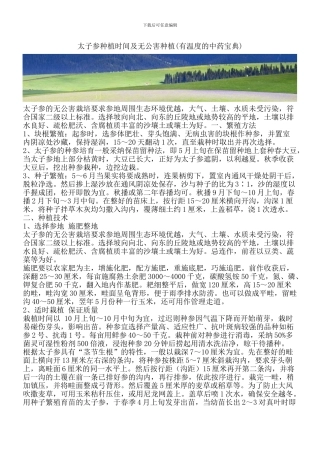 太子参种植时间及无公害种植