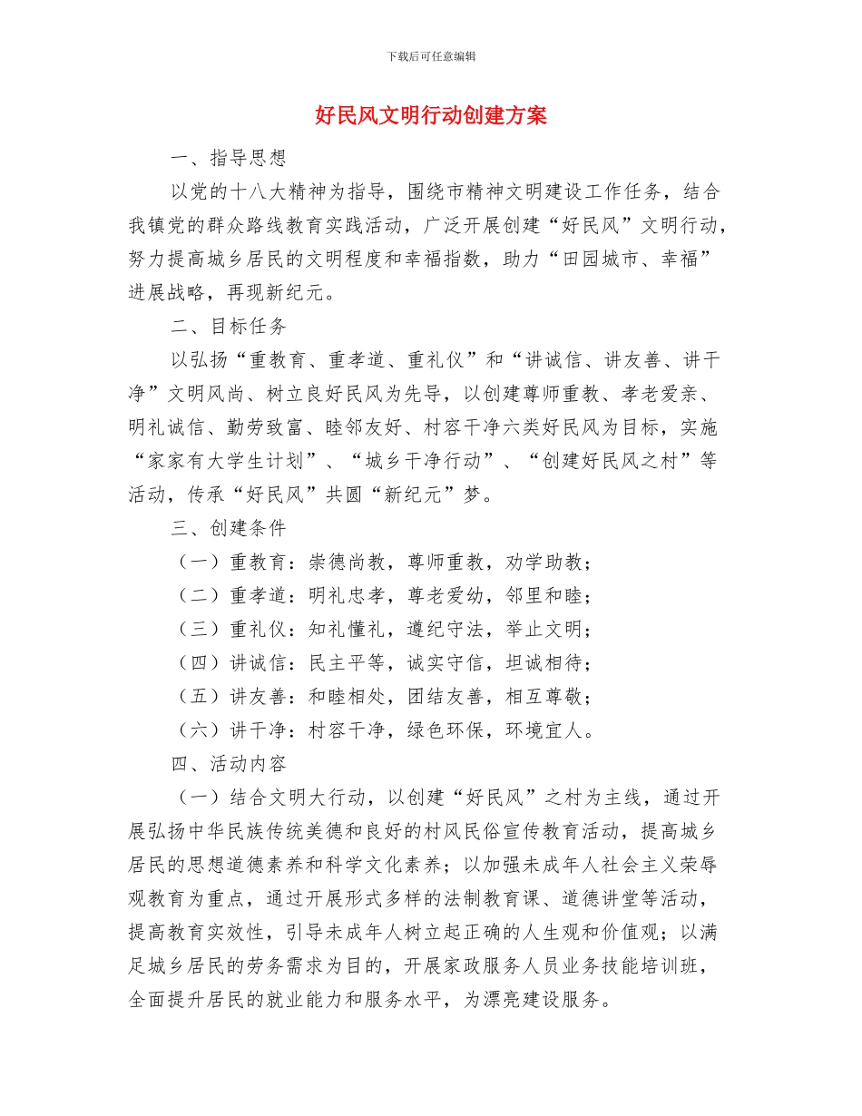 好媳妇事迹材料简介与好民风文明行动创建方案汇编_第3页