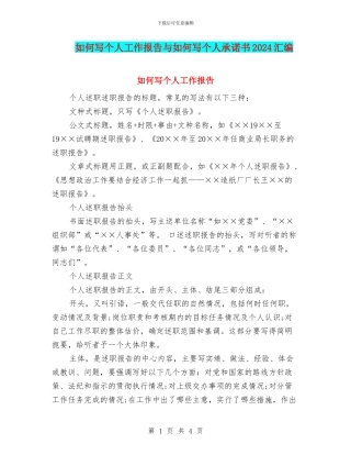 如何写个人工作报告与如何写个人承诺书2024汇编