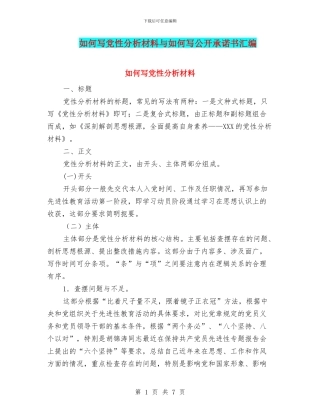 如何写党性分析材料与如何写公开承诺书汇编