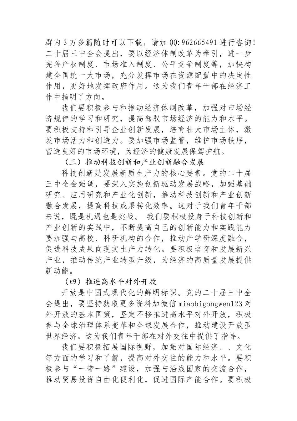 青年干部在学习党的二十届三中全会座谈会上的发言_第3页