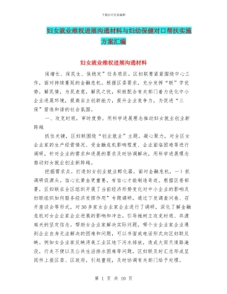 妇女就业维权发展交流材料与妇幼保健对口帮扶实施方案汇编