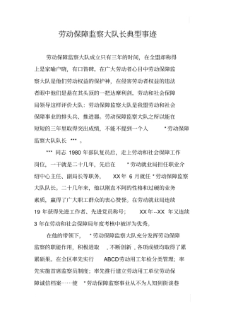 劳动保障监察大队长典型事迹