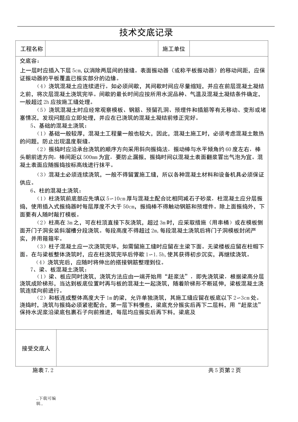 混凝土施工技术交底大全_第2页