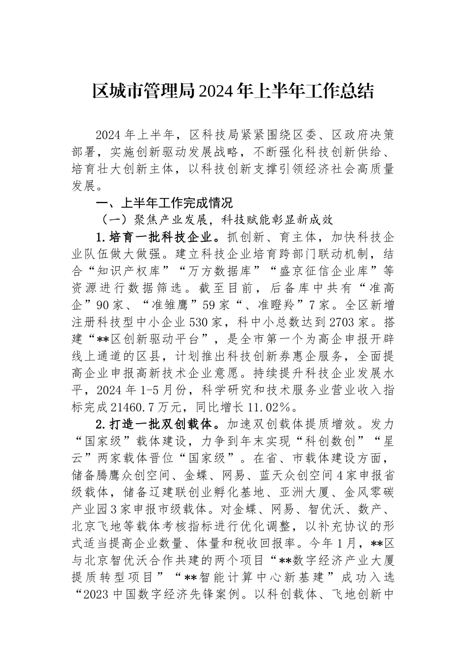 区城市管理局2024年上半年工作总结_第1页