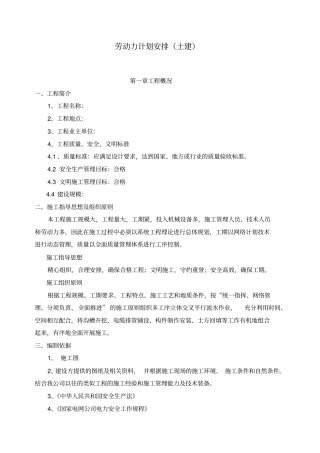 劳动力计划安排土建