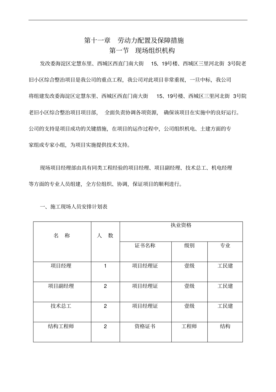 劳动力配置及保障措施_第1页