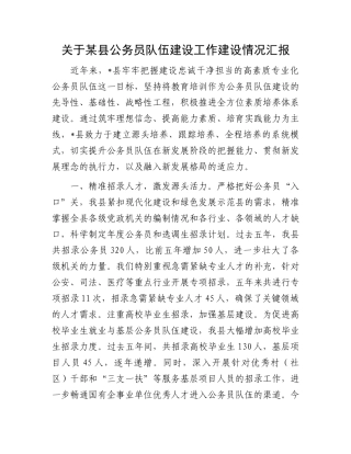 关于某县公务员队伍建设工作建设情况汇报