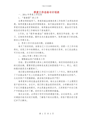 季度工作总结与计划表
