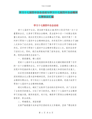 学习十七届四中全会总结与学习十七届四中全会精神心得体会汇编