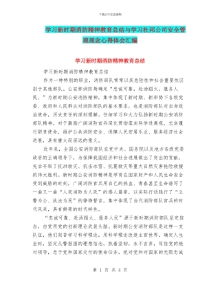学习新时期消防精神教育总结与学习杜邦公司安全管理理念心得体会汇编