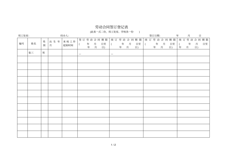 劳动合同签订登记表_第1页