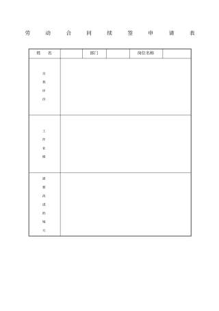 劳动合同续签考核表