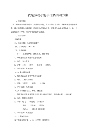 劳动小能手比赛方案